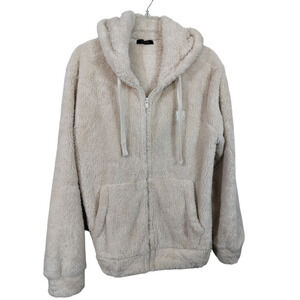 3283) Guess Los Angeles Ivy Cream Zip Up Hoodie Fleece Sizes Large